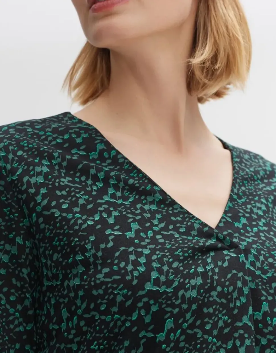 OPUS Langarmshirt Sannah splendid Allover- Druck Gummibund grün S23 10094011634100