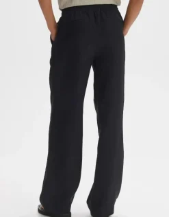 OPUS Leinenhose MAROU Wide Bundfalten schwarz S14 10178210671100