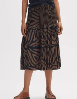 OPUS Plisseerock RIBANE DESERT A-Linie Print braun S14 2455912282100