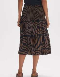OPUS Plisseerock RIBANE DESERT A-Linie Print braun S14 2455912282100