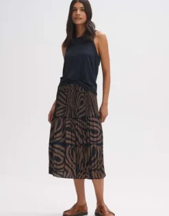 OPUS Plisseerock RIBANE DESERT A-Linie Print braun S14 2455912282100