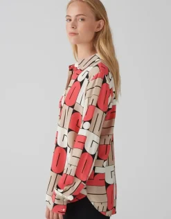 OPUS Printbluse FUMIRA Viskose rot S15 10348912719306