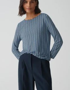 OPUS Printshirt SUSTA braun/blau S15 10373412903323