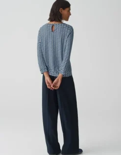 OPUS Printshirt SUSTA braun/blau S15 10373412903323