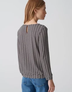 OPUS Printshirt SUSTA braun/blau S15 10373412903323