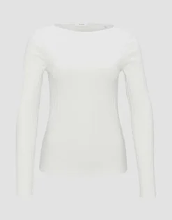 Opus Rippenshirt Sovke langarm weiß, grün S23  10144311105100