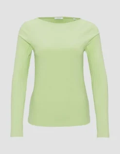 Opus Rippenshirt Sovke langarm weiß, grün S23  10144311105100