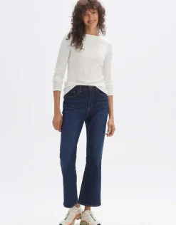Opus Rippenshirt Sovke langarm weiß, grün S23  10144311105100