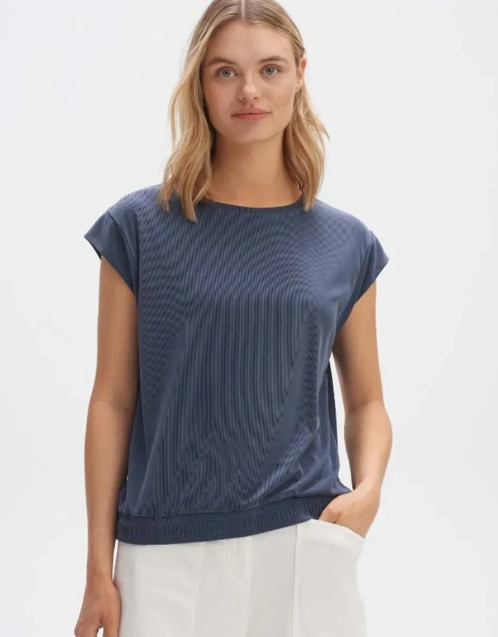 OPUS Rippshirt SONSAI Regular Modal Mix blau S14 1028695735100