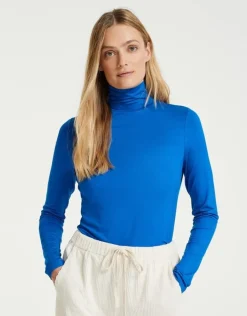 OPUS Sariette Rollkragenshirt blau und milk S22 10111810862100