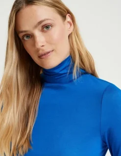 OPUS Sariette Rollkragenshirt blau und milk S22 10111810862100