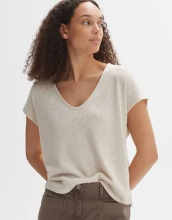 OPUS Shirt SIRUKUS Boxy Fit  Feinstrick Optik beige S14 10288212205100