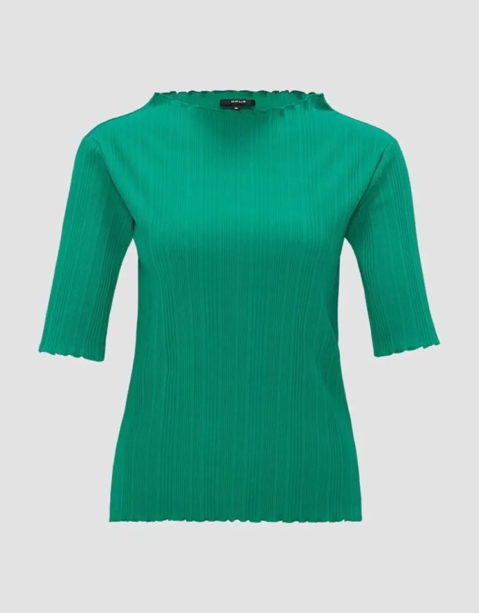OPUS Shirt Sopami Plissee- Ware gekringelte Kanten Stehkragen grün S23 10195011541207
