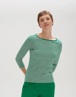 OPUS Shirt Sopili 3/4 Arm gestreift grün, blau S13 10144011138100