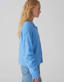 OPUS Strickjacke DANEKE Knopfleiste Mohair blau S15 10350912559100