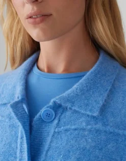 OPUS Strickjacke DANEKE Knopfleiste Mohair blau S15 10350912559100