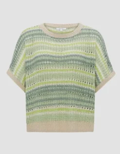 OPUS Strickshirt Punissa im Oversize Look grün rot S14 10261112080242