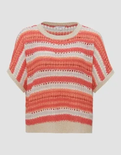 OPUS Strickshirt Punissa im Oversize Look grün rot S14 10261112080242