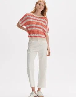 OPUS Strickshirt Punissa im Oversize Look grün rot S14 10261112080242