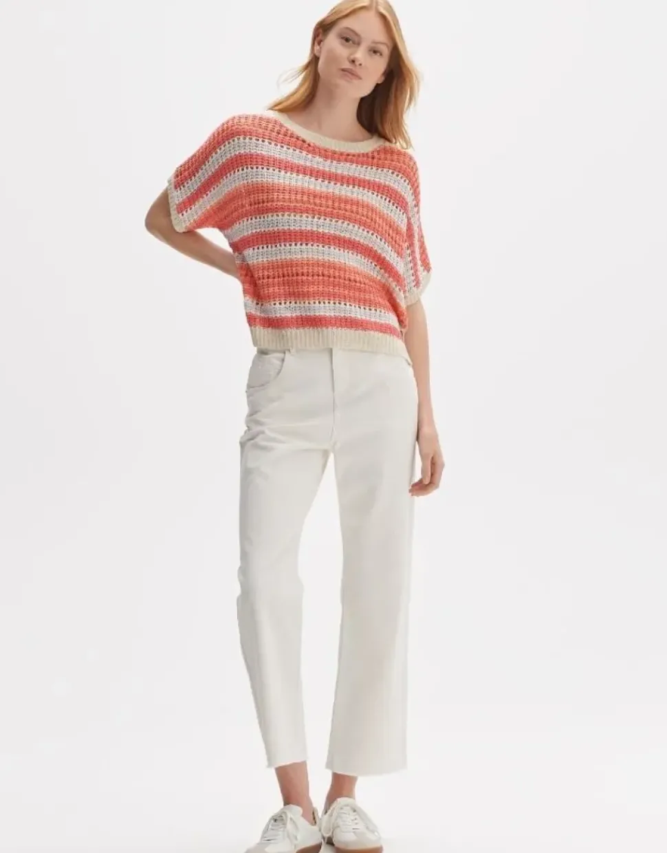 OPUS Strickshirt Punissa im Oversize Look grün rot S14 10261112080242