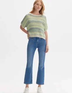 OPUS Strickshirt Punissa im Oversize Look grün rot S14 10261112080242