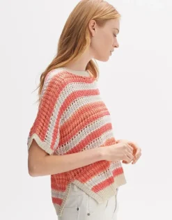 OPUS Strickshirt Punissa im Oversize Look grün rot S14 10261112080242