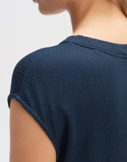 OPUS Strukturiertes Shirt SEWUKI Regular Viskose Mix blau S14 10288112289260
