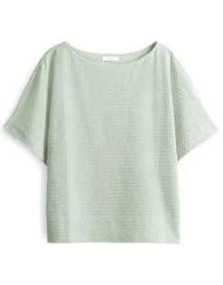 OPUS Strukturiertes Shirt SUPPI Batwing  FIT grün / weiss S15 10386613109100