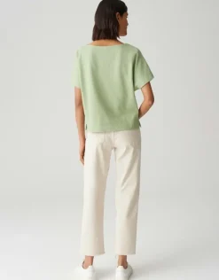 OPUS Strukturiertes Shirt SUPPI Batwing  FIT grün / weiss S15 10386613109100