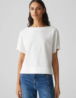 OPUS Strukturiertes Shirt SUPPI Batwing  FIT grün / weiss S15 10386613109100