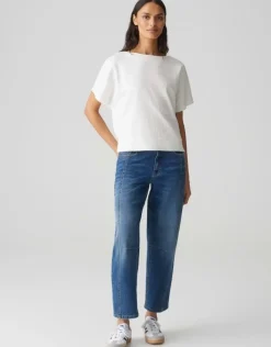 OPUS Strukturiertes Shirt SUPPI Batwing  FIT grün / weiss S15 10386613109100