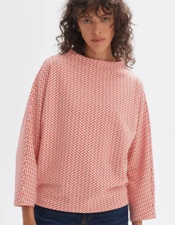 OPUS Sweater Gillu Retro Muster Fledermausärmel rot S14 10247111978227