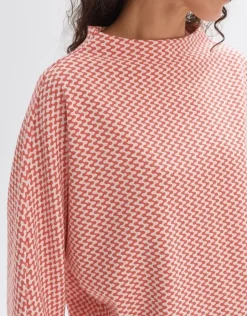 OPUS Sweater Gillu Retro Muster Fledermausärmel rot S14 10247111978227