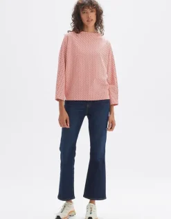 OPUS Sweater Gillu Retro Muster Fledermausärmel rot S14 10247111978227