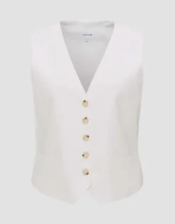 OPUS Weste WALIKA Slim Leinen Mix weiß S14 10271511308254