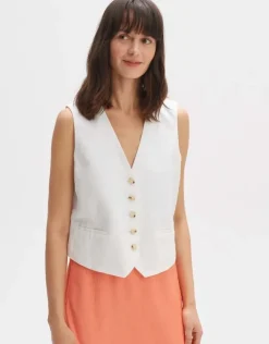 OPUS Weste WALIKA Slim Leinen Mix weiß S14 10271511308254