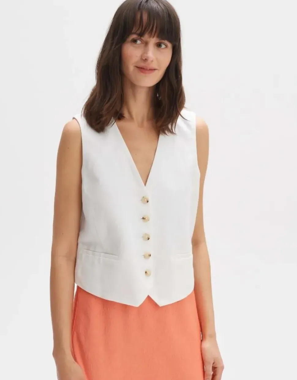 OPUS Weste WALIKA Slim Leinen Mix weiß S14 10271511308254
