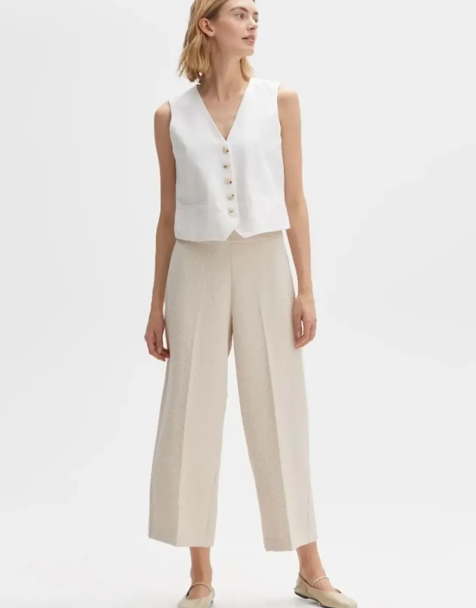 OPUS Weste WALIKA Slim Leinen Mix weiß S14 10271511308254