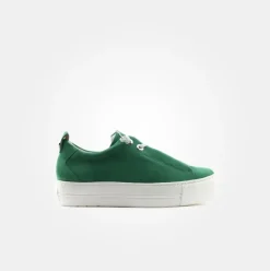 Paul Green Super Soft Pauls Sneaker Nubukleder Logoprägung silberfarbene Details grün S14  5017-235