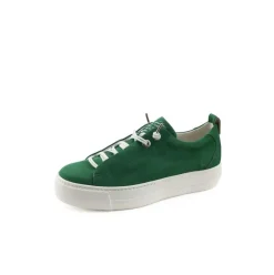Paul Green Super Soft Pauls Sneaker Nubukleder Logoprägung silberfarbene Details grün S14  5017-235