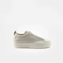 Paul Green Super Soft Pauls Sneaker Leder goldfarbene Nietenapplikation „PG“ beige S14 5017-065