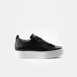 Paul Green Super Soft Pauls Sneaker Leder Logoapplikation goldene Details schwarz S14 5017-025