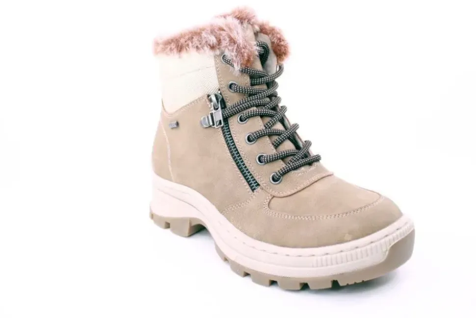 PETER ERIKSON Damen Boot Super-Softrand Schnürung und Reißverschluss in CAMEL mit Warmfutter 3315-Y24001 TEX