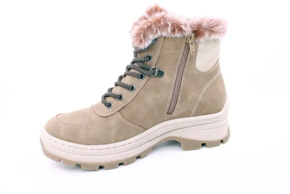 PETER ERIKSON Damen Boot Super-Softrand Schnürung und Reißverschluss in CAMEL mit Warmfutter 3315-Y24001 TEX