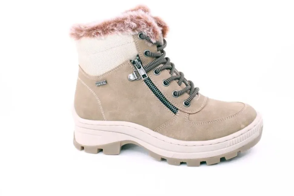 PETER ERIKSON Damen Boot Super-Softrand Schnürung und Reißverschluss in CAMEL mit Warmfutter 3315-Y24001 TEX
