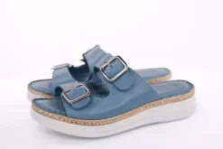 PETER ERIKSON Damen Pantolette Leder Comfort- Fußbett blau, grün S13 231539