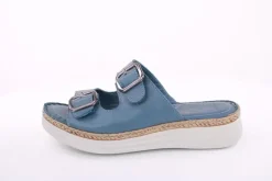 PETER ERIKSON Damen Pantolette Leder Comfort- Fußbett blau, grün S13 231539