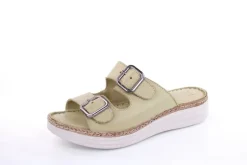 PETER ERIKSON Damen Pantolette Leder Comfort- Fußbett blau, grün S13 231539