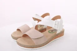 PETER ERIKSON Damen Sandalette Keilabsatz Klettverschluss weiß beige S14 20-41-C23005