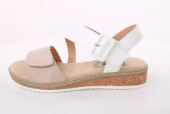 PETER ERIKSON Damen Sandalette Keilabsatz Klettverschluss weiß beige S14  20-41-C23005